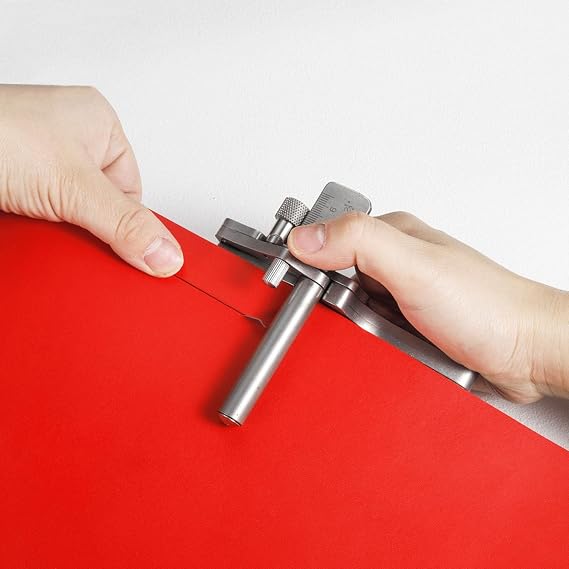 Bu Paslanmaz Çelik Deri Şerit Kesme Aleti Çift Ölçekli, DIY El Sanatları için El Deri Kemer Kesici
