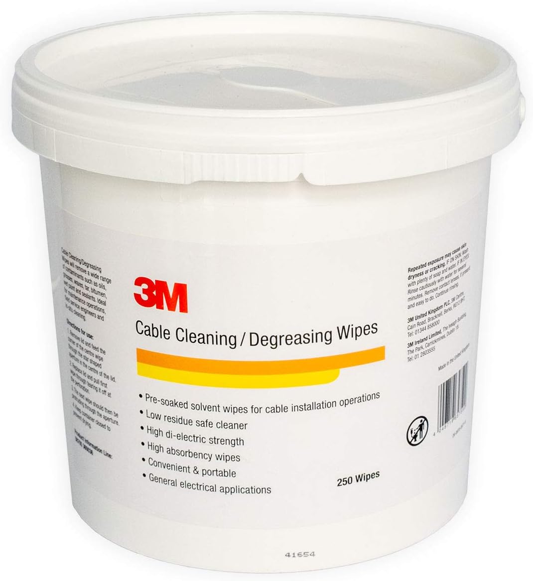 3M Cable Cleaning/Degreasing Industrial Jointers Wipes Tub of 250