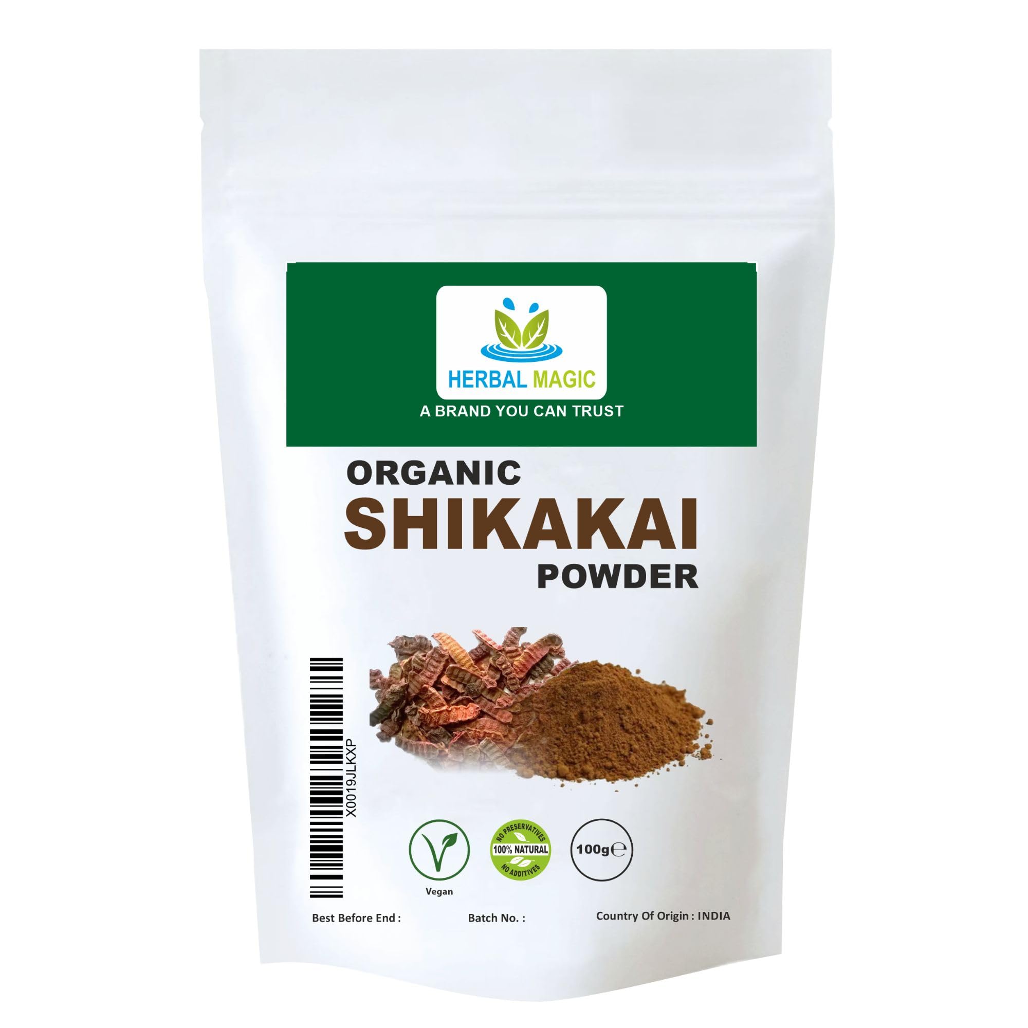 Herbal Magic's Pure & Natural Shikakai Powder (Acacia Concinna) Natural Hair Skin Conditioner Mask - Free from Additives & Preservatives - Premium Quality-100g