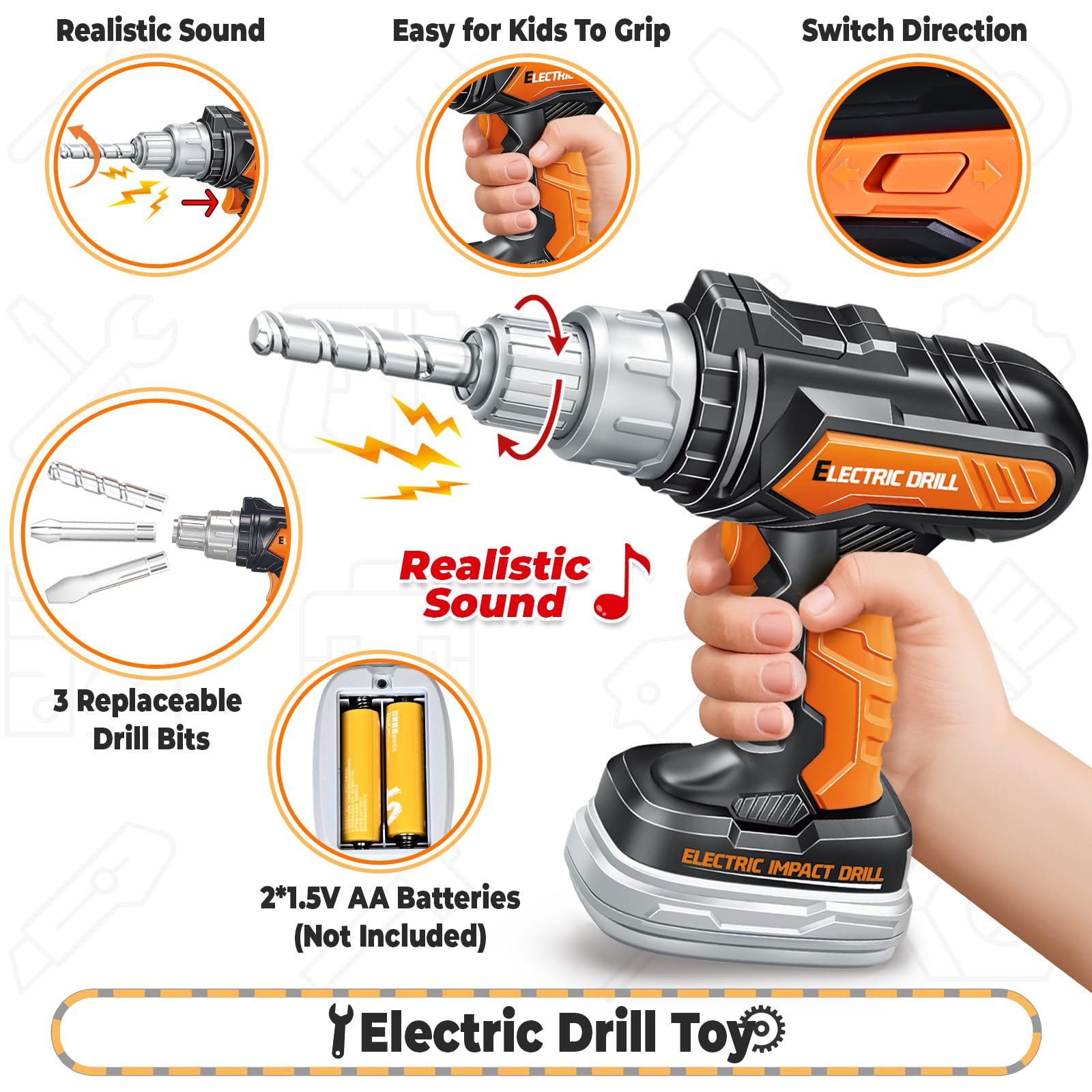 SpringFlower 51Pcs Kids Tool Set with Toy Chainsaw& Electronic Drill Toy, Toddler Tool Set, Construction Toys Tool for Kids age3,4,5,6,7,8, Tool Kit Toy for Christmas Birthday Gifts