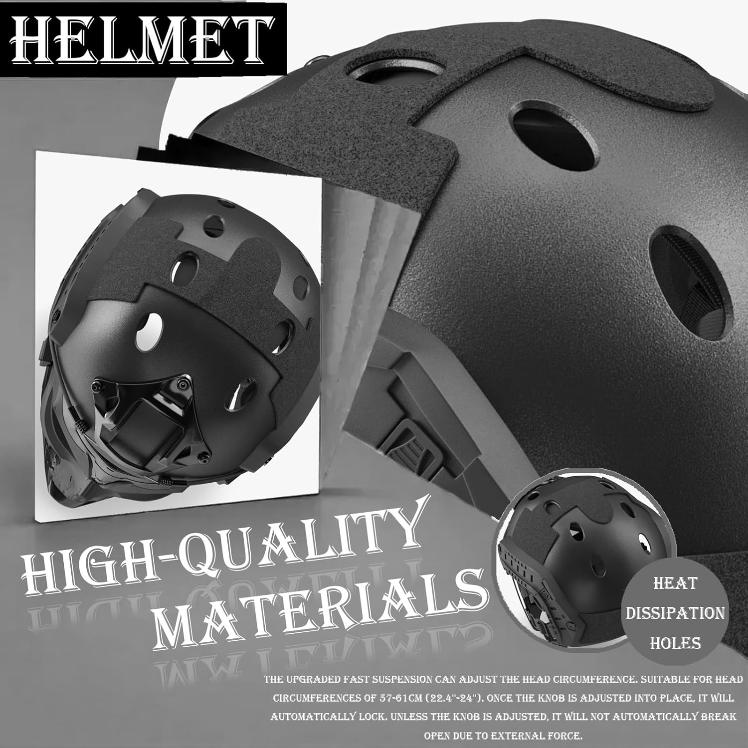 Airsoft Fast Helmet Set Tactical Paintball Helmet with Military Headset and Mask Memory Foam Protective Pad Adjustable Size for Adult and Teenager