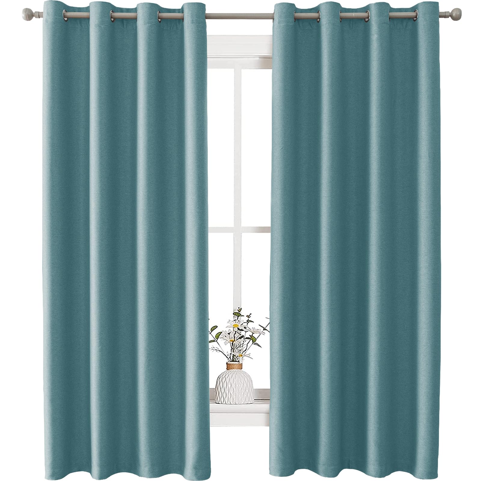 Ystyle Cortinas Opacas 2 Piezas, Cortina Efecto Lino, Cortinas Dormitorio, Cortinas Termicas Aislantes Frio Y Calor, Cortinas Salon Modernas, Cortina Acustica, 117x137 cm, Azul Claro Global Recycled Standard Global Recycled Standard Global Recycled Standard