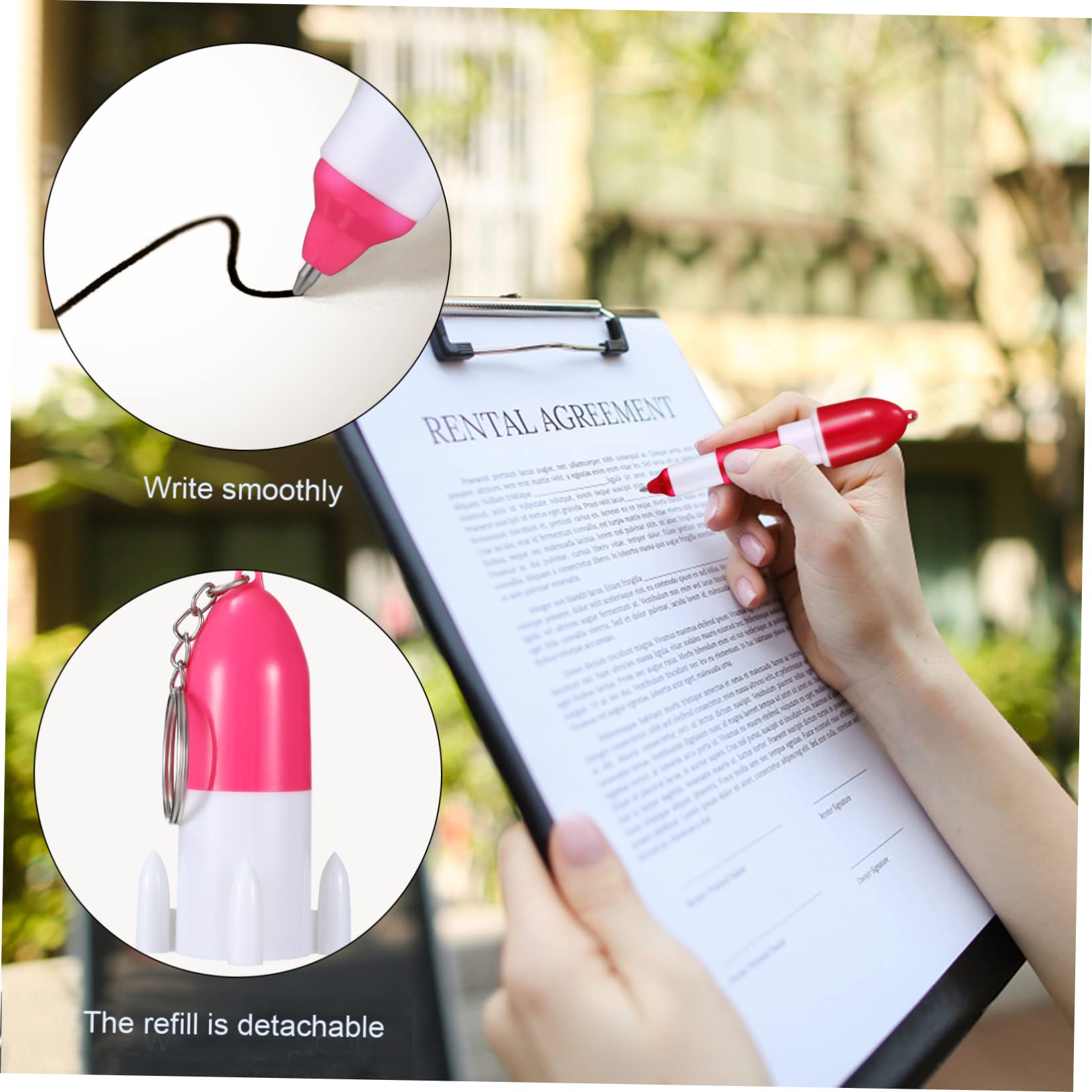3 Ensembles Porte-clés Stylo À Bille Stylos Effaçables Noirs Stylo Fidget Stylos À Bille Rétractable Stylo Sur Une Chaîne Fournitures De Bureau Esthétique Plastique 12 Pièces * 3