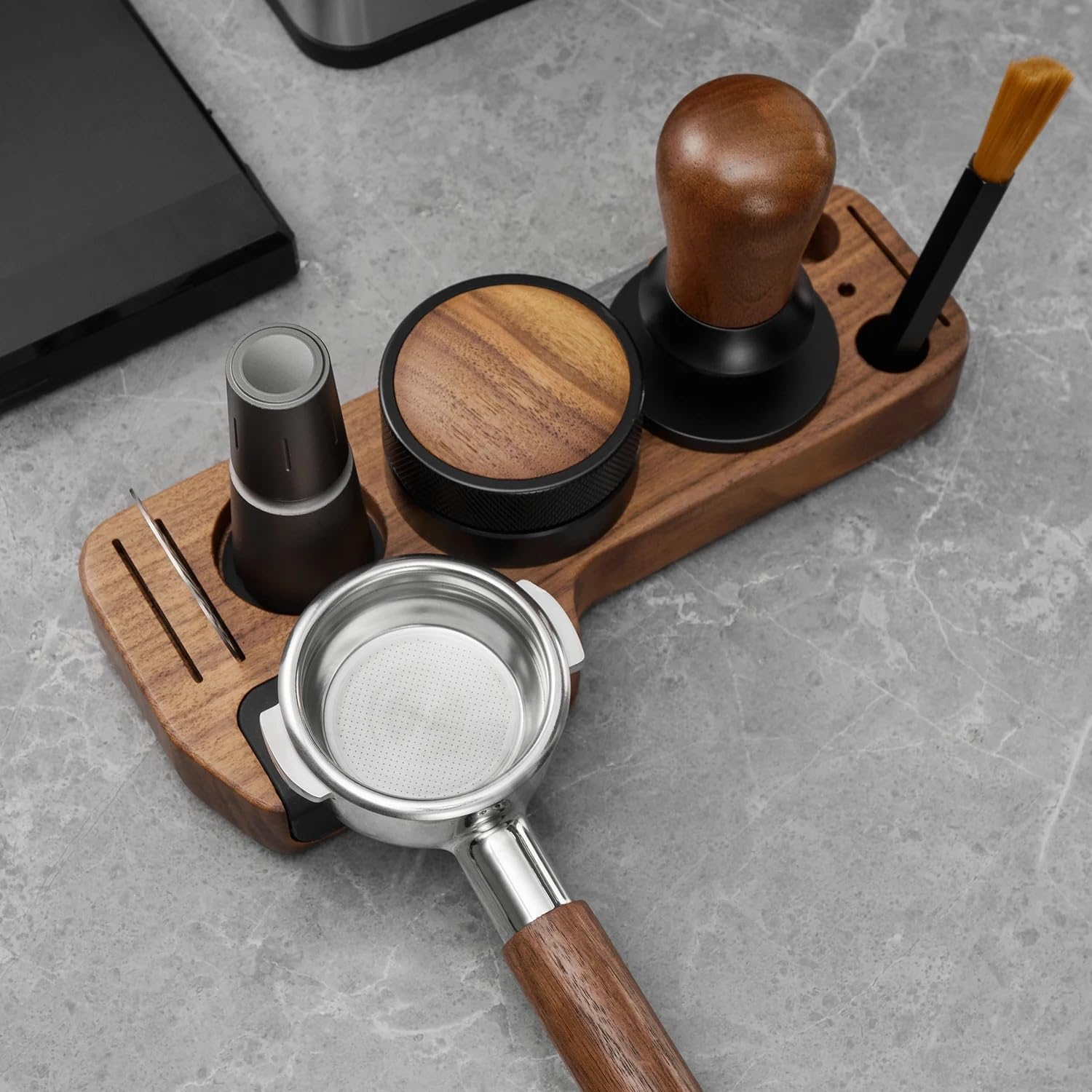 Soporte for estación de prensado de café, Soporte for portafiltros, Base de Soporte de Madera de Nogal for Accesorios de Espresso de 51 mm, 54 mm y 58 mm(Beech Wood)