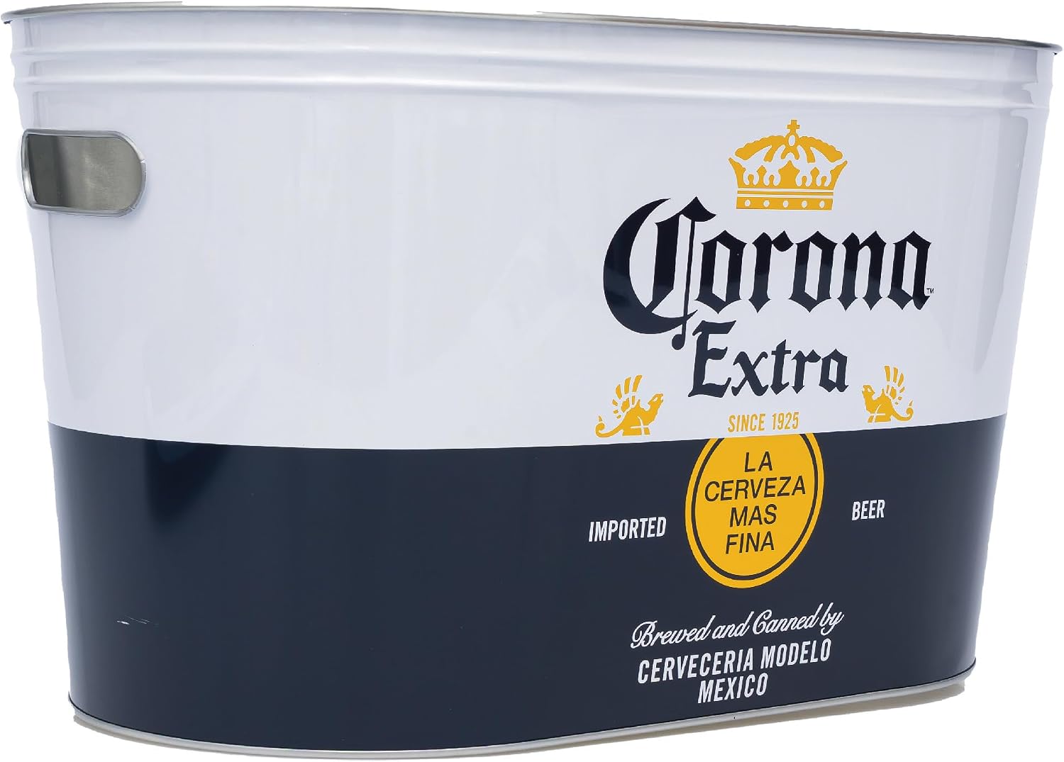 Metal Ice Bucket, Official Beer Party Beverage Container, White and Navy Blue, Large Capacity