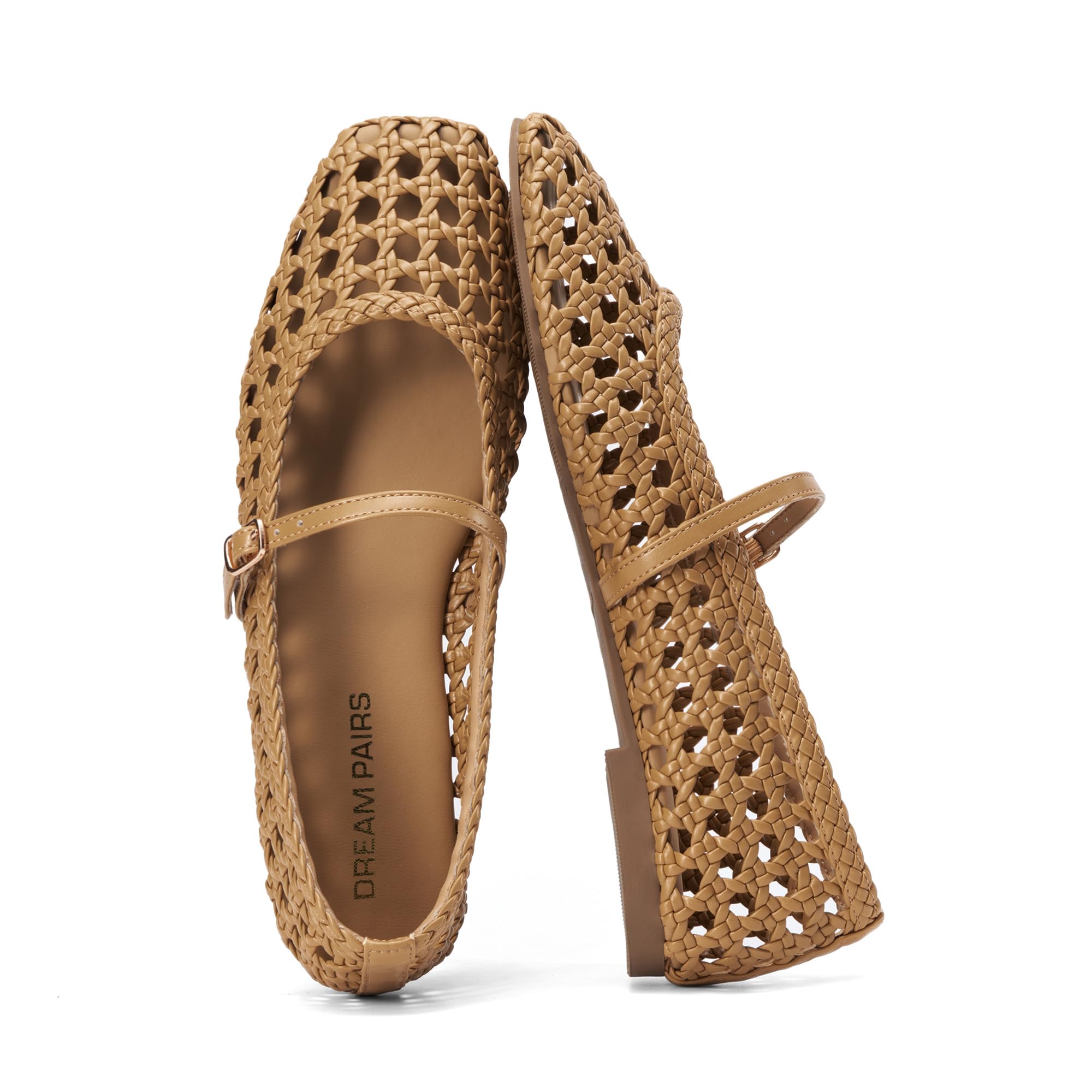 DREAM PAIRS Woven Ballet Mary Jane Flats for Women Dressy Comfortable Square Toe Ballerina Flats with Adjustable Buckle Strap for Work Casual Travel Daily — view 10
