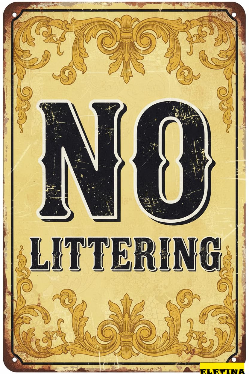 Personalized Sign for Man Cave Warning No Littering Metal S Caution Warning Home Decorative S Driveway Road Street Parking Lot 8x12in Business Metal Quality Metal Art Private Property