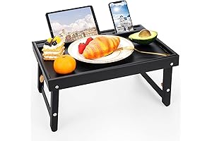Moretoes Adjustable Bamboo Laptop Bed Stand with Phone Holder for Sofa