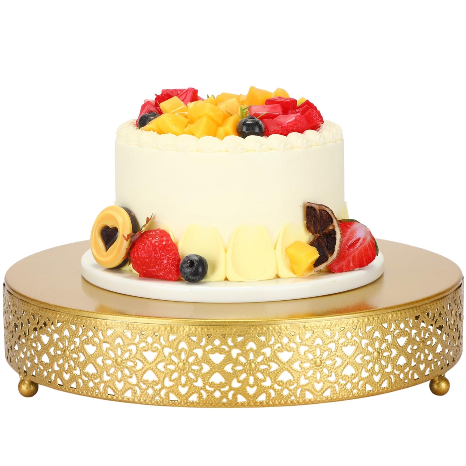 Wenqik 12 Inch Round Wedding Cake Stand for Cupcakes & Desserts, Gold