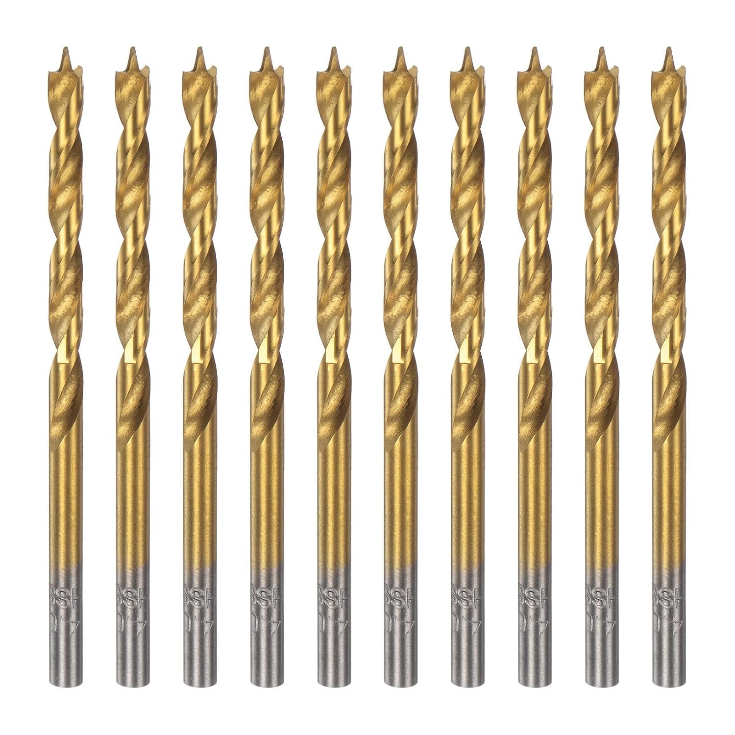 HARFINGTON 2pcs Brad Point Drill Bit 9mm(23/64") Dia Straight Round Shank Drill Metric Brad Point Spiral Twist Drill Bits for Carpenter Woodworking Plastic Rubber, Golden