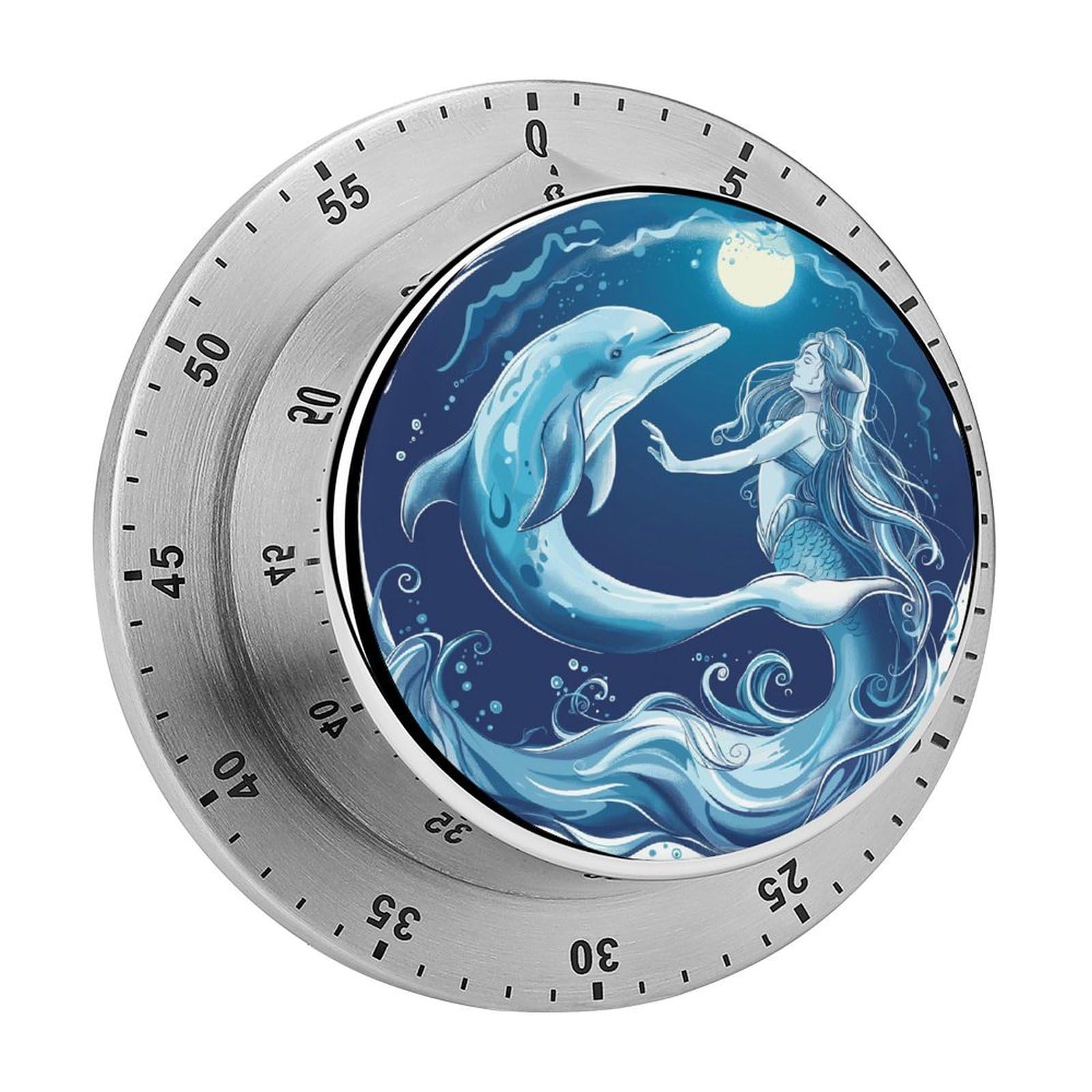 Dolphin Mermaid Kitchen Timer Magnetic Countdown Countup Timer for Cooking Baking 8x8cm