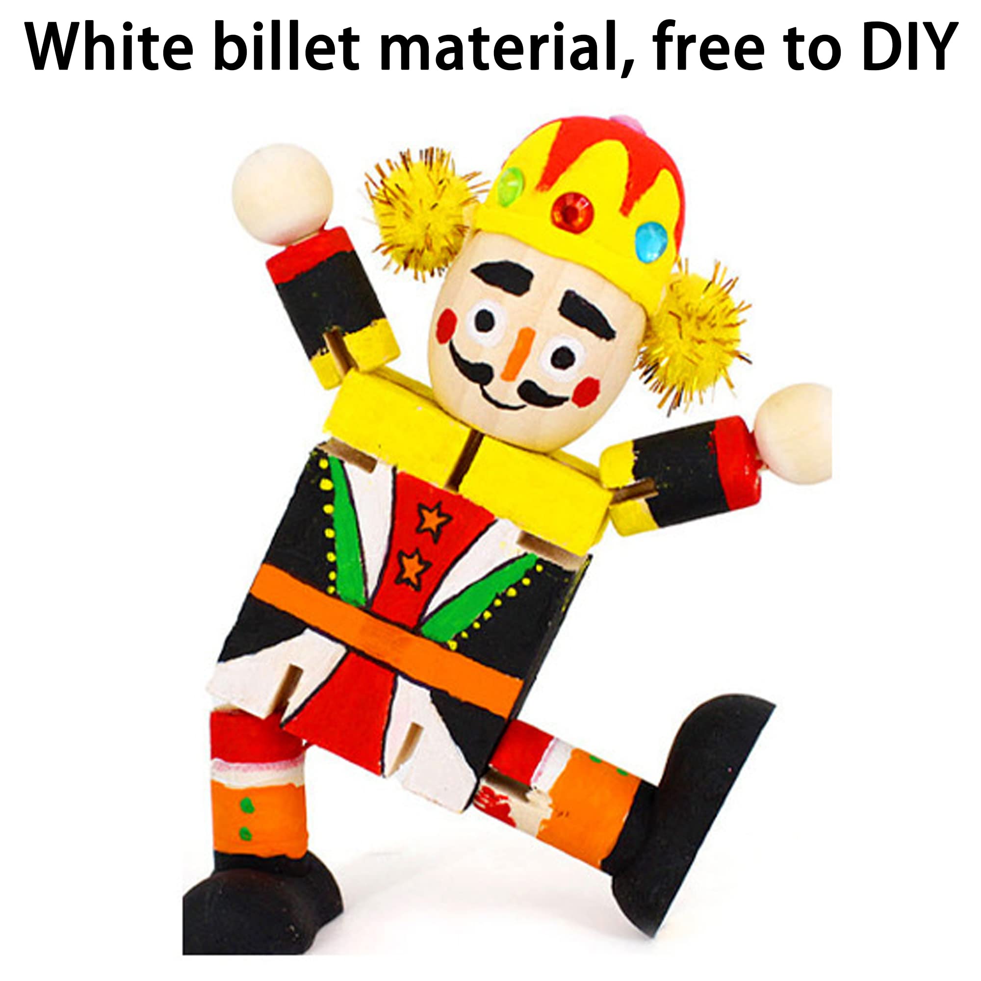 SEABABOO 6pcs Muñecas de clavija madera Peg Personas Cuerpos Muñecas de madera bricolaje Robot para Manualidades pintura de cumpleaños de bricolaje