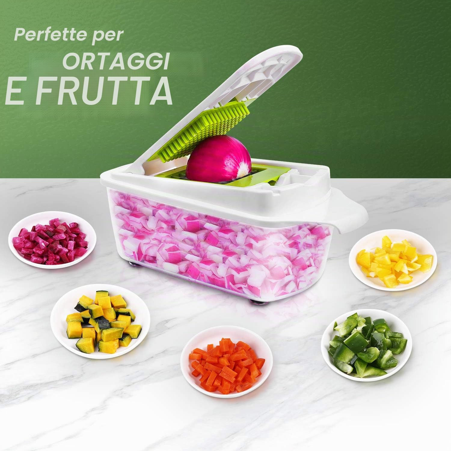 Taglio Legumi Multifunzione 12pcs Manuale Mandolina Decoupe Cubo Taglio Cipolle Rapidamente e Uniformemente