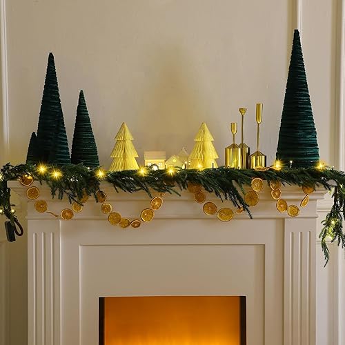 Miniatura 3 de Real Touch Norfolk - Guirnalda de pino sintético, guirnalda de Navidad artificial preiluminada, con luces LED blancas cálidas para Navidad,