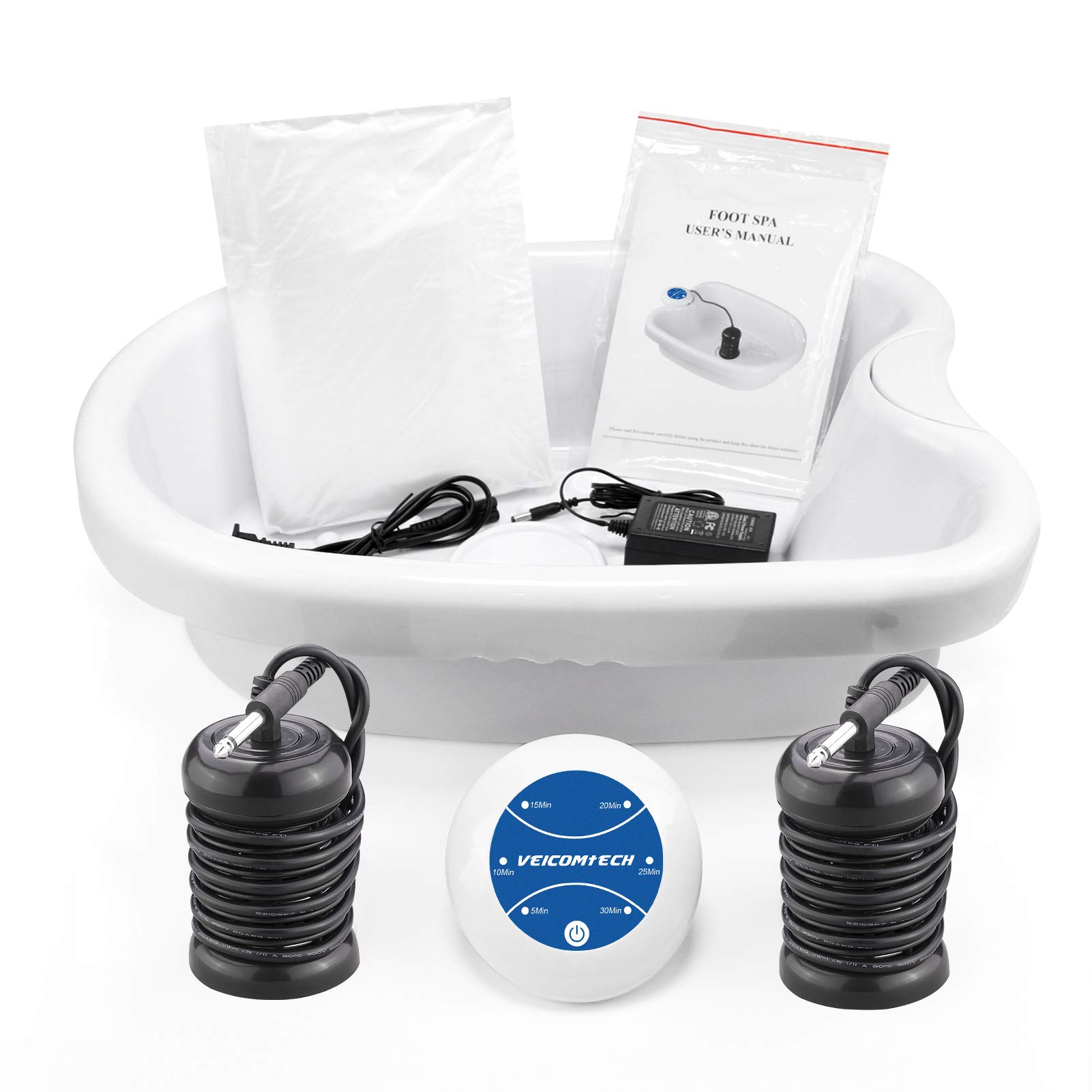 veicomtech Ionic Foot Bath Detox Machine - Foot Detox Machine, Detox Foot Spa System for Home Salon Spa Club 2 Arrays 100 Tub Liners