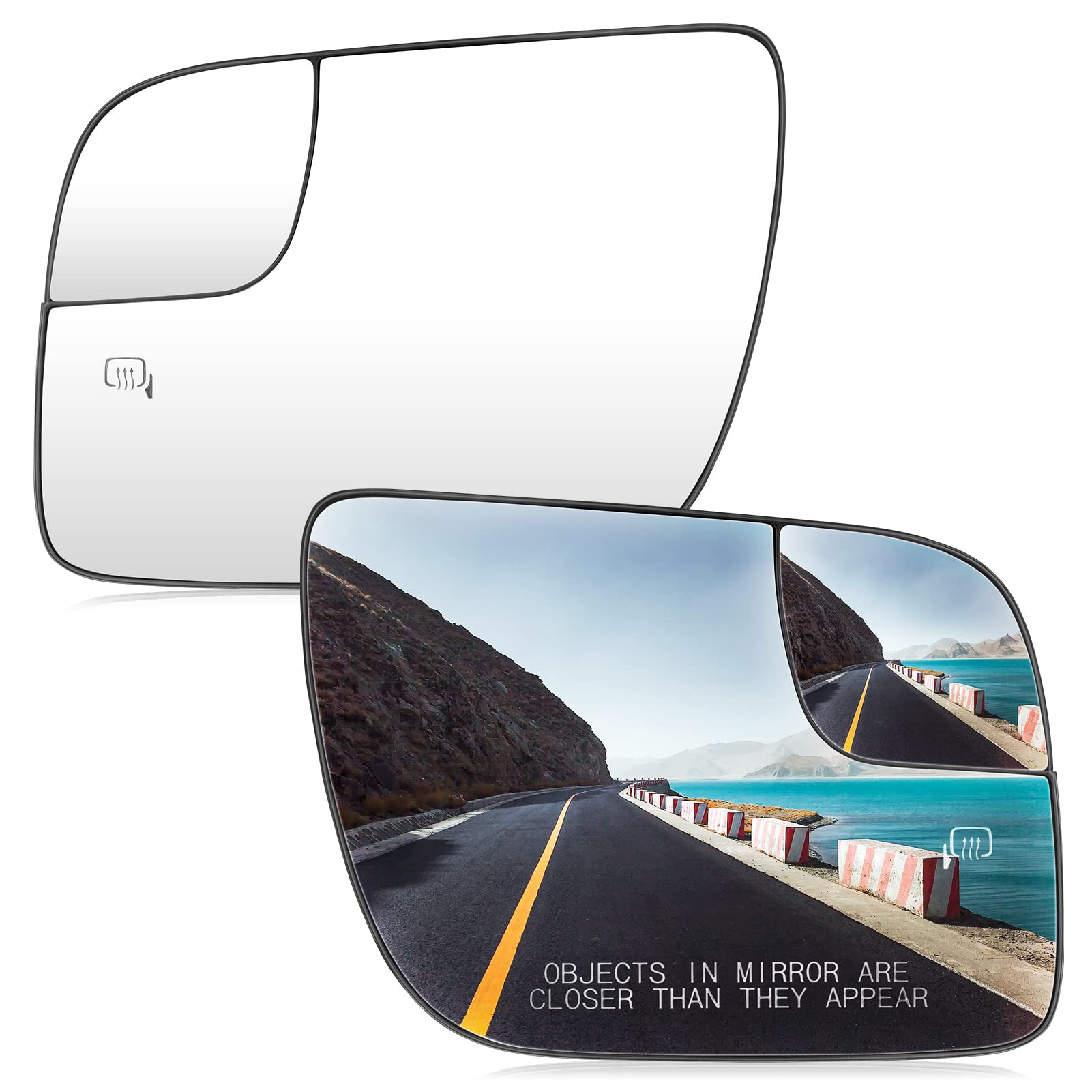 left & right side heated mirror glass for ford explorer 2011 2012 2013 2014 2015 2016 2017 with rear holder replacement 1 pair