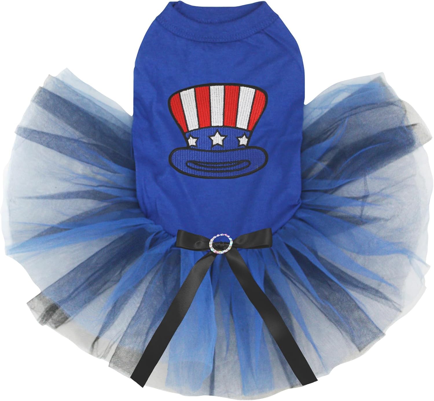 Petitebella Hat of Uncle Sam Puppy Dog Dress (White/Blue LED, XX-Large)