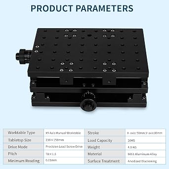 RATTMMOTOR XY Axis Manual Stage Sliding Table Adjust Platform Rotation Positioning Stage High Precision Lifting Horizontal Displacement Marking Two/Three- Dimensional Working Table (XY Axis)
