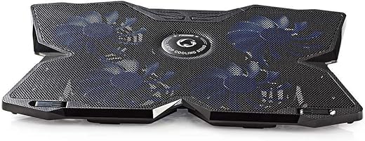 NEDIS Gaming Laptop Cooler Pad with 4 USB Fans 15-19” and USB Pass Through Hub for Gaming Notebooks – Blue & Black