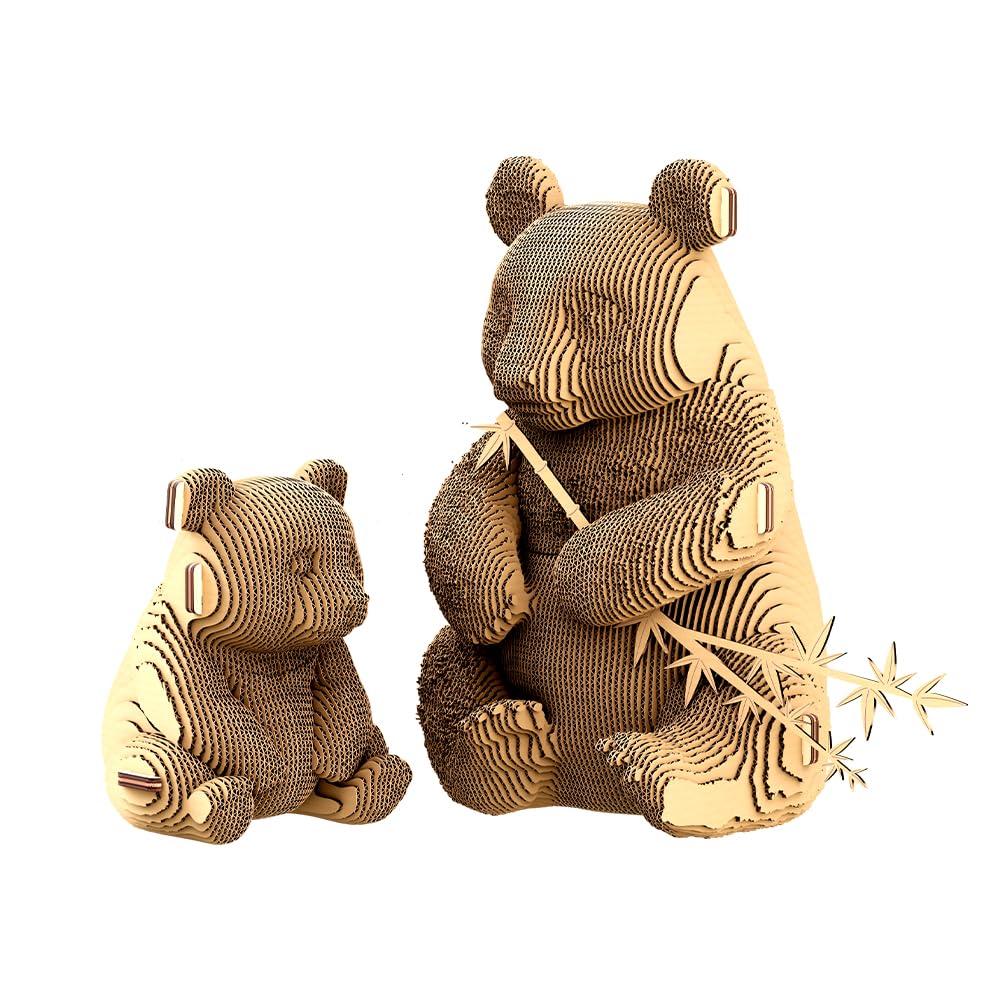 Panda Famille Puzzle 3D en Carton – Coffret 2 Maquettes | 164 Pièces – Kit Sculptures DIY à Peindre, Matériaux Recyclés, Ados & Adultes, Idée Cadeau Déco