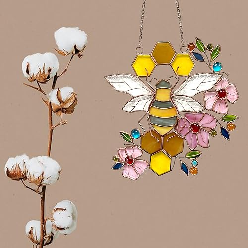 Miniatura 5 de Adorno de abeja, atrapasoles de vidrieras para ventanas, regalos para madres de Beelovers