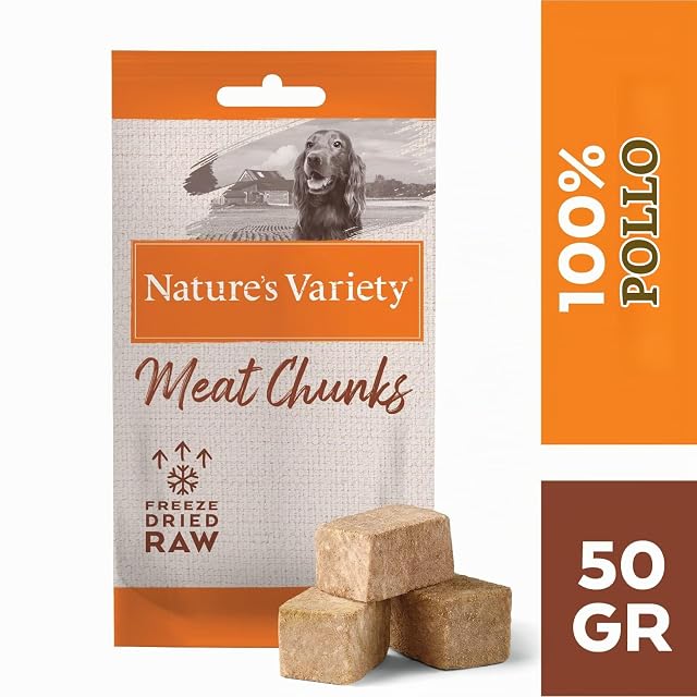 Foto 2 de 7 de Nature's Variety Freezed Dried Cubos Liofilizados De Carne De Pollo Deshuesada para Perros, Caja De 6 X 50G