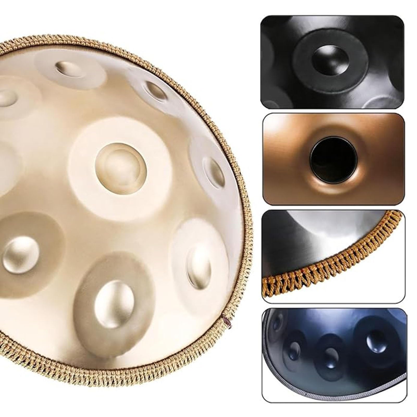 Set Di Batteria Handpan, 432Hz/440Hz, 9/10/12 Note, Strumenti A Percussione In Acciaio Handpan In Re Minore, Tamburo A Mano In Acciaio Per Adulti Con Supporto, Borsa(D,440HZ/9Note)