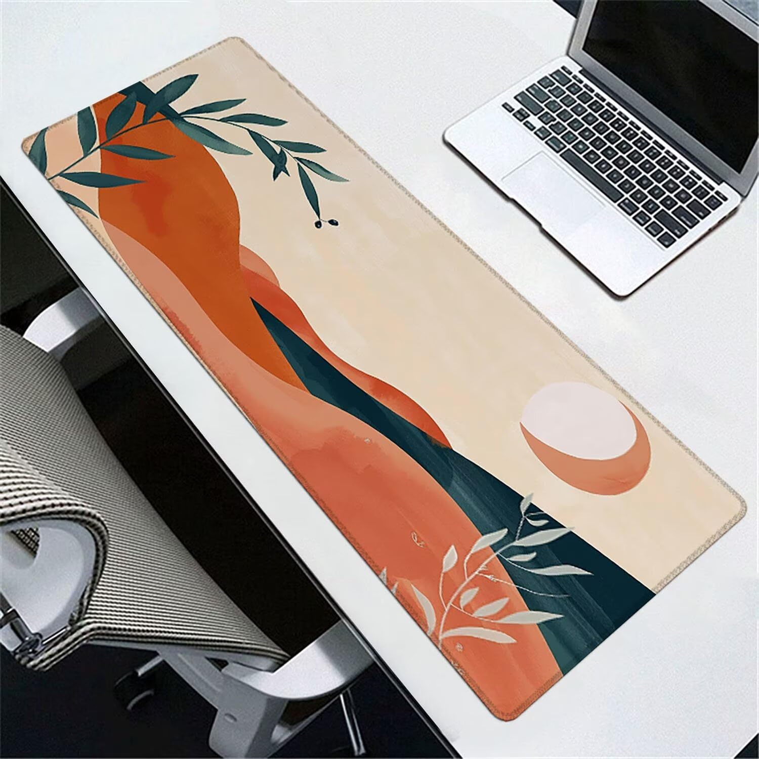 Tapis de Souris Jeu 1200 x 600mm XXL Tapis Souris Gaming Grand Pad Bureau avec Base AntidéRapante ImperméAble à l'eau Surface Bords Cousus Haute Précision et Vitesse Gamer PC/Console Lune blanche F938
