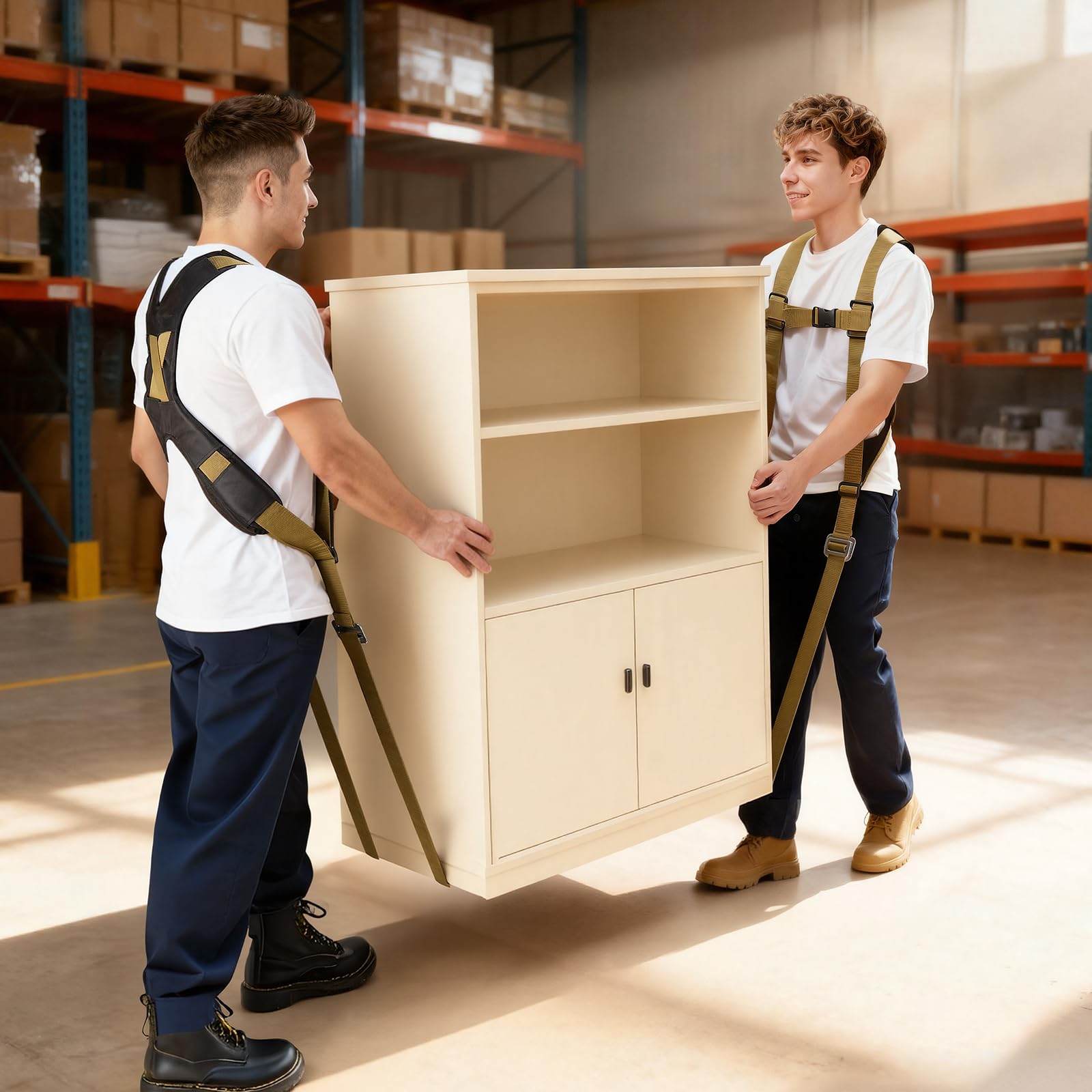 VEVOR Sangle de Déménagement Levage Manutention Meubles 453,6 kg pour 2 Personnes avec 2 Bandoulières 2 Sangles de Charge Réglables 204-380 cm, pour Déplacer Meubles Appareils Électroménagers Matelas