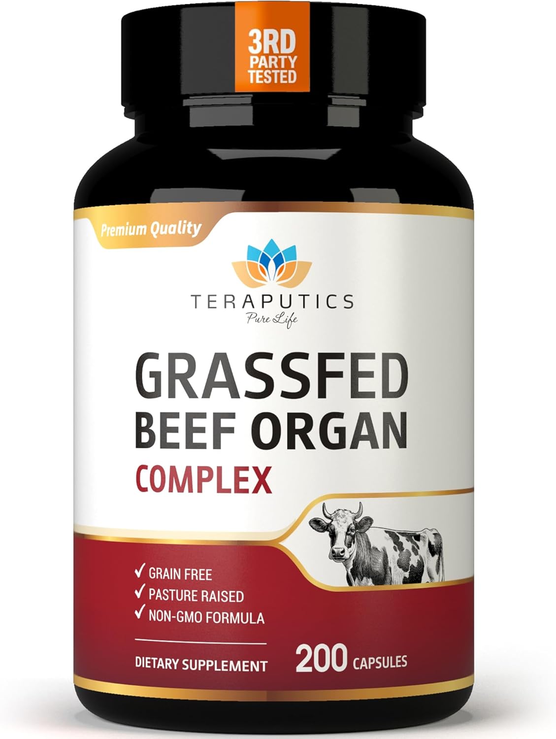 Premium Grass Fed Beef Organ Supplement for Women & Men with Beef Liver, Heart, Kidney, Pancreas & Spleen Capsules | Carnivore Diet | Non-GMO Freeze Dried & Desiccated Liver Pills Complex | 200 Count