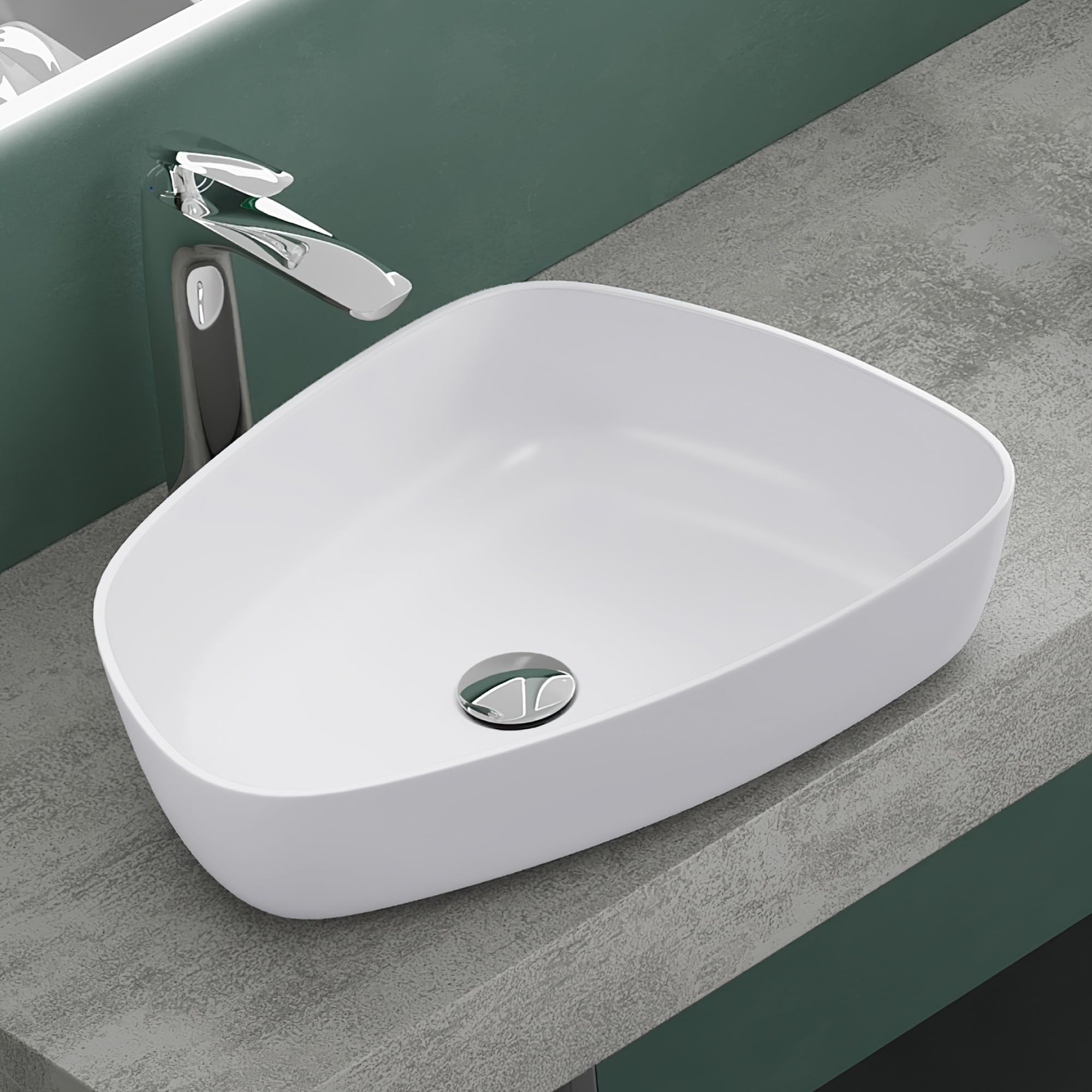 Mai & Mai Countertop Sink 51.1x38.7x12cm Colossum806 Matte White Cast Marble Bathroom Basin