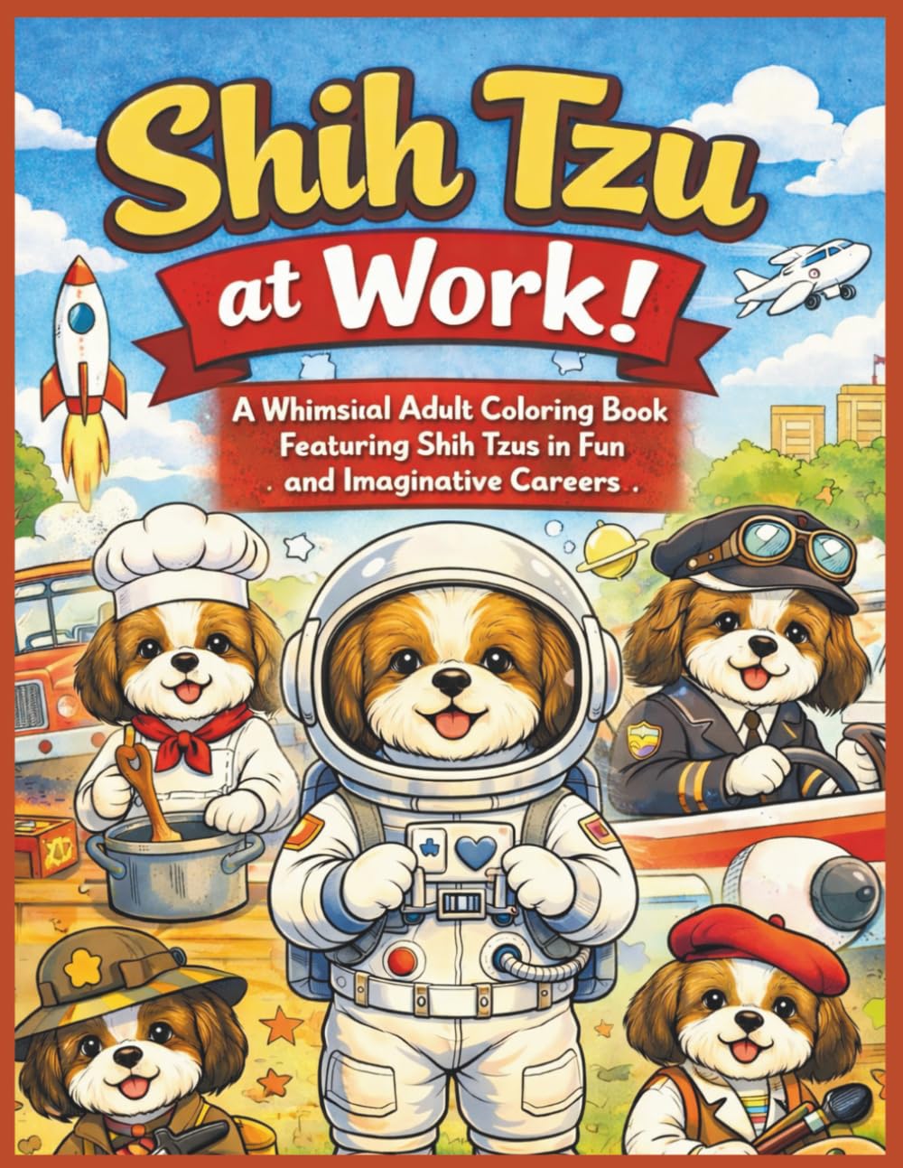 Shih Tzu at Work!: A Whimsical Adult Coloring Book Featuring Shih Tzus in Fun and Imaginative Careers