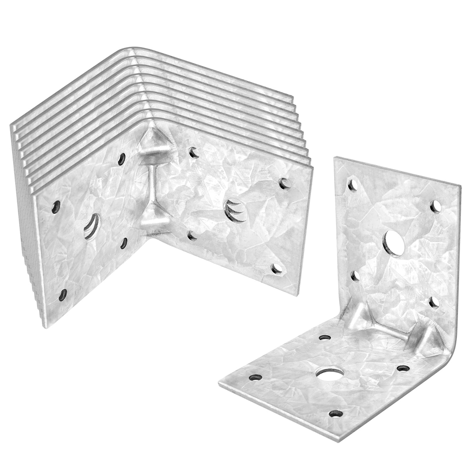 Confezione da 10 staffe ad angolo retto a L, 5,9 x 6,2 x 6,9 cm, in acciaio zincato, connettore per rinforzo per legno