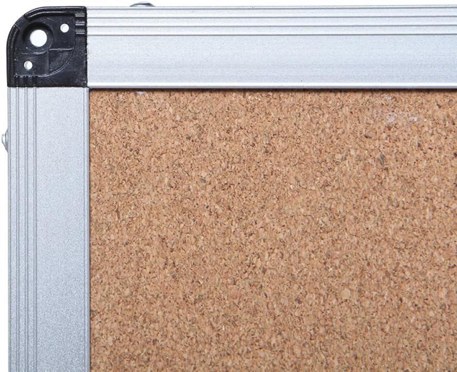 VIZ-PRO Cork Notice Board, 48 X 36 Inches, Silver Aluminium Frame : Office Products