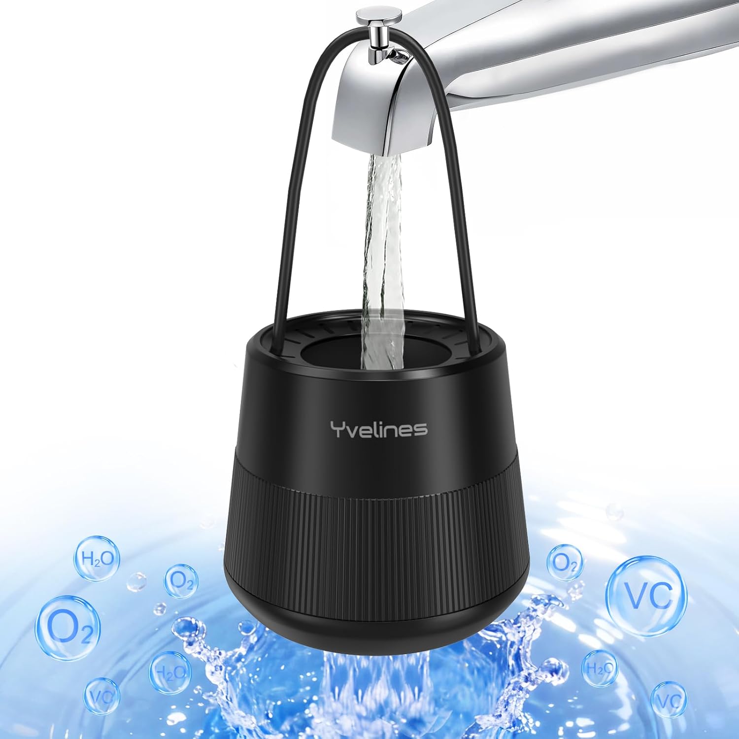 15-Stage Bath Water Filter for Tub Faucet, Yvelines 7500 Gallons Bathtub Filter Softens Hard Water & Removes Chlorine for Healthier Skin & Hair, BPA-Free (Black)