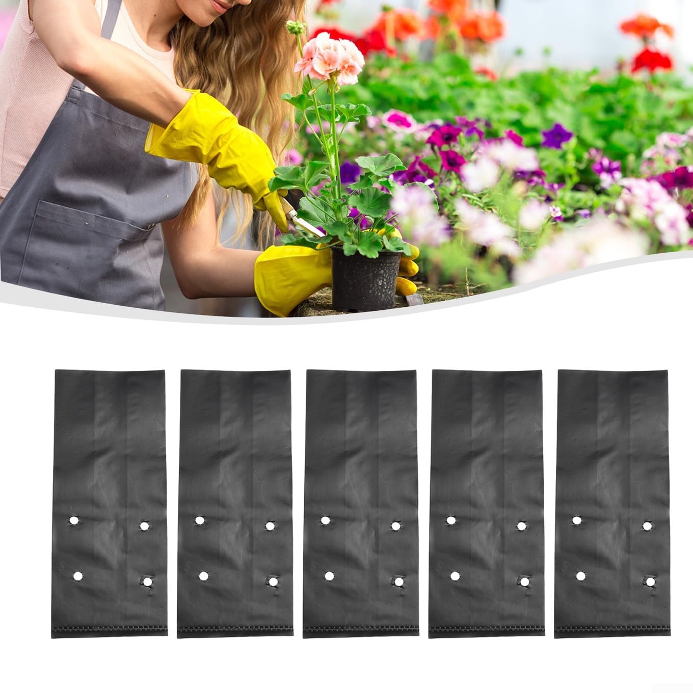 Lot de 100 sacs de pépinière robustes en polyéthylène pour plantes et tomates (17 x 30 cm) - Noir