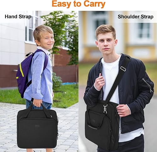 Miniatura 7 de Losong Carpeta con cremallera de 3 anillos de 2 pulgadas con correa para el hombro, capacidad de 500 hojas y múltiples bolsillos para organizador de