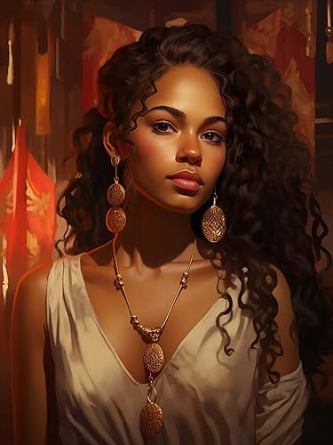 SKRYUIE Kits de pintura de diamantes para mujer africana 5D, kits de arte de diamantes para adultos afroamericanos, taladro redondo completo, punto