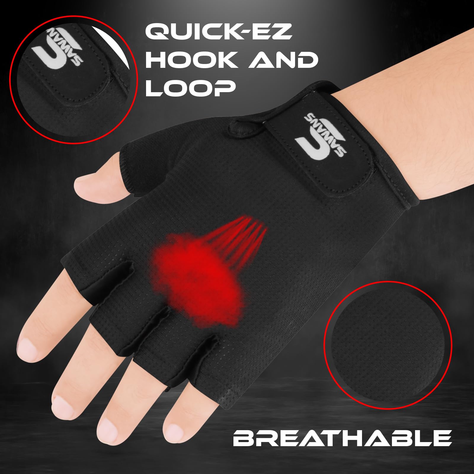 SAWANS Guanti da palestra per allenamento pesi guanti da uomo e donna traspiranti antiscivolo in silicone imbottito palmo protezione per esercizi di allenamento a mezze dita pull up manubri ciclismo