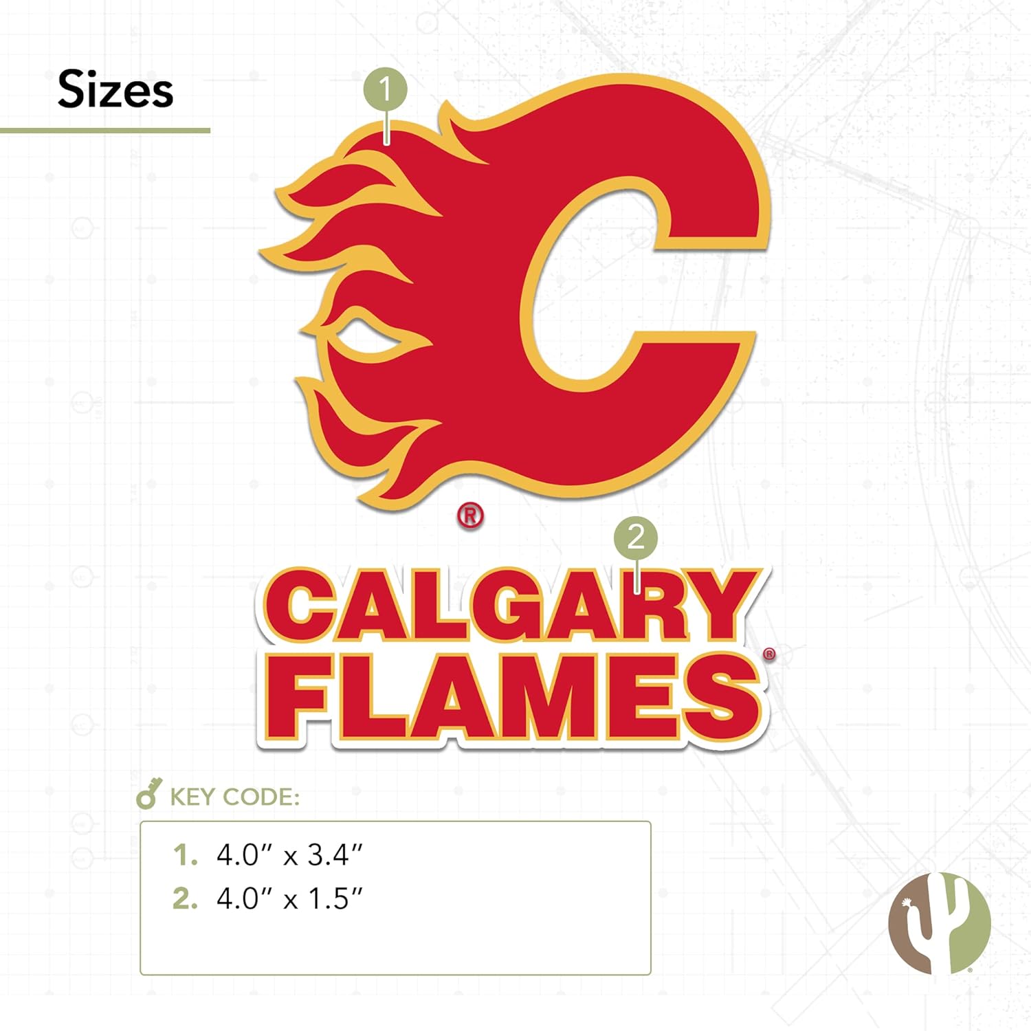 Desert Cactus Calgary Flames Sticker NHL Team National Hockey League Vinyl Decal Laptop Water Bottle Car Scrapbook (4 inch Sticker)