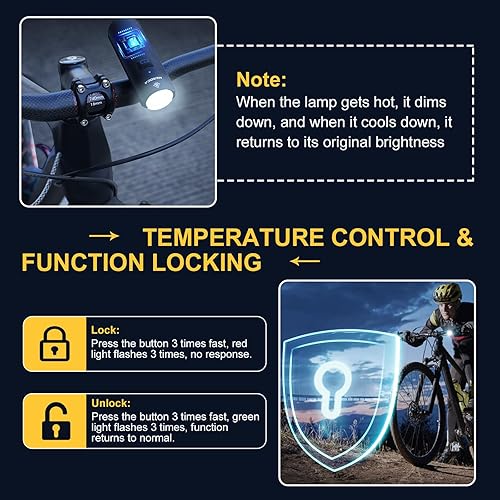 Miniatura 5 de JINKEY Juego de luces para bicicleta faros delanteros y traseros LED con 5 modos, impermeable IP66, soporte de montaje para conducción de seguridad