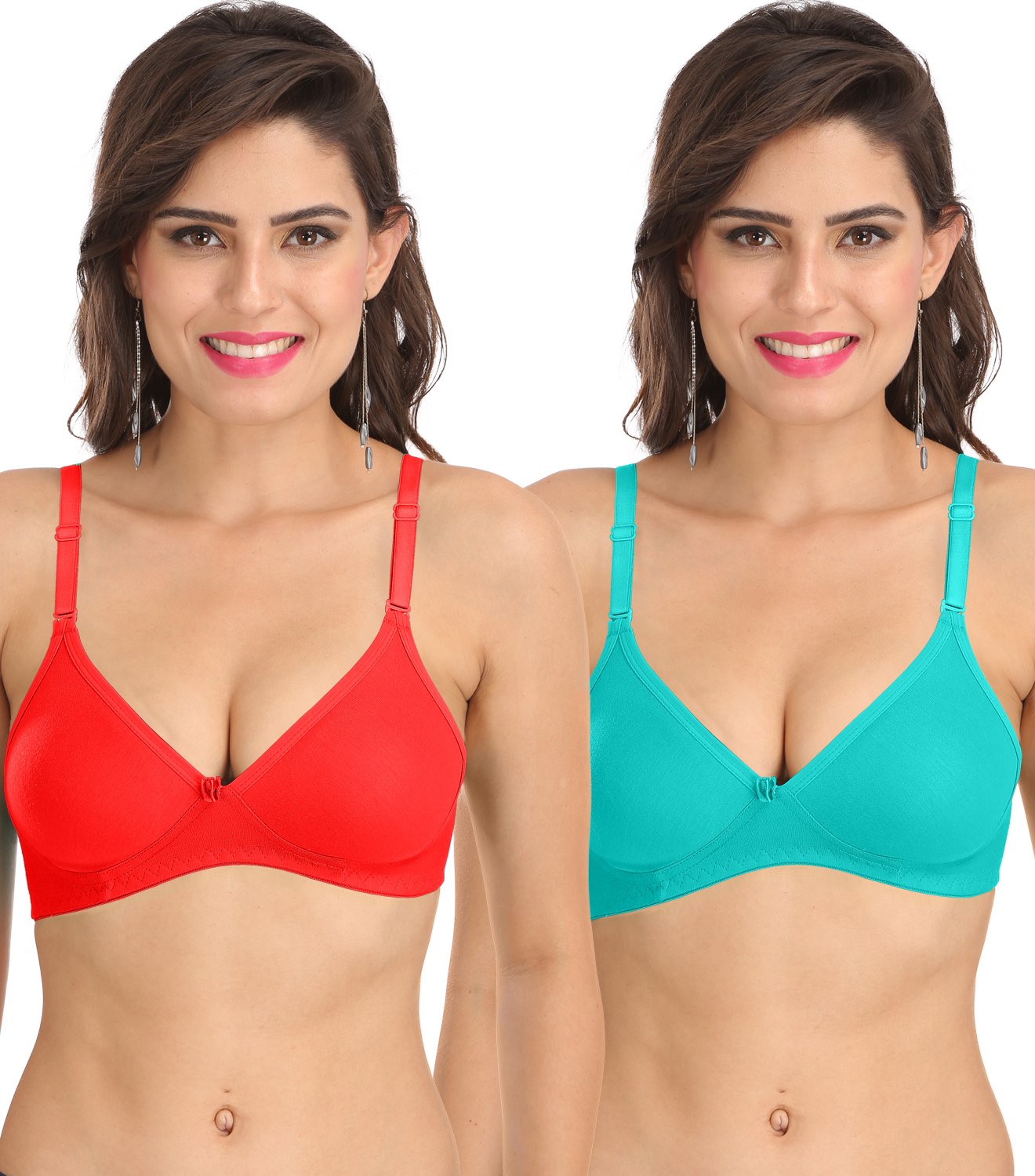 Ossirrio Women's Everyday Non Padded Non Wired 3/4th Coverage T-Shirt Bra with Free Transparent Strap