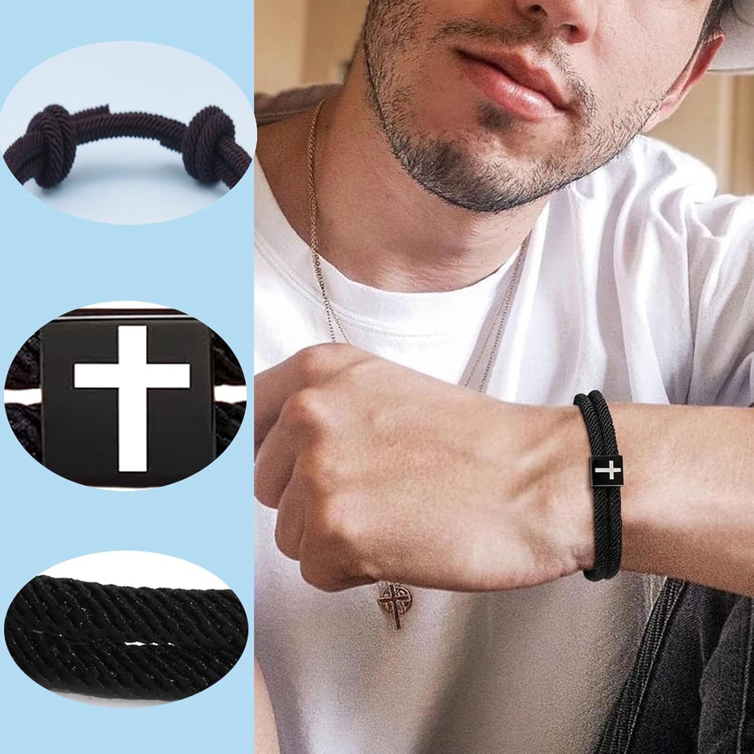 Cross Bracelet for Men Boys Birthday Valentine's Day Back to School Christmas Gifts - Image 8