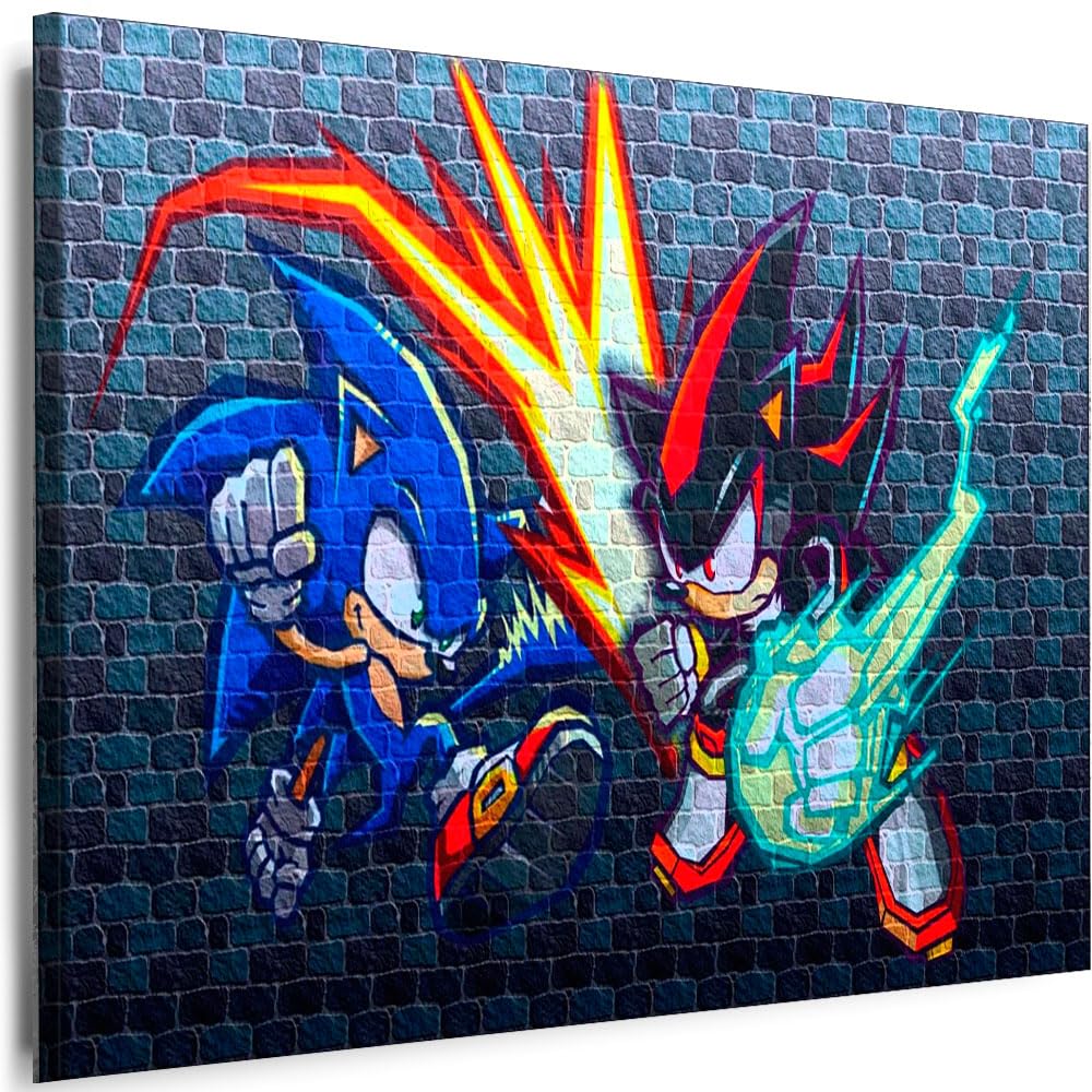 Myartstyle Leinwand Bild Cartoons Sonic Graffiti Film für kinder Kunstdruck (150x100cm)