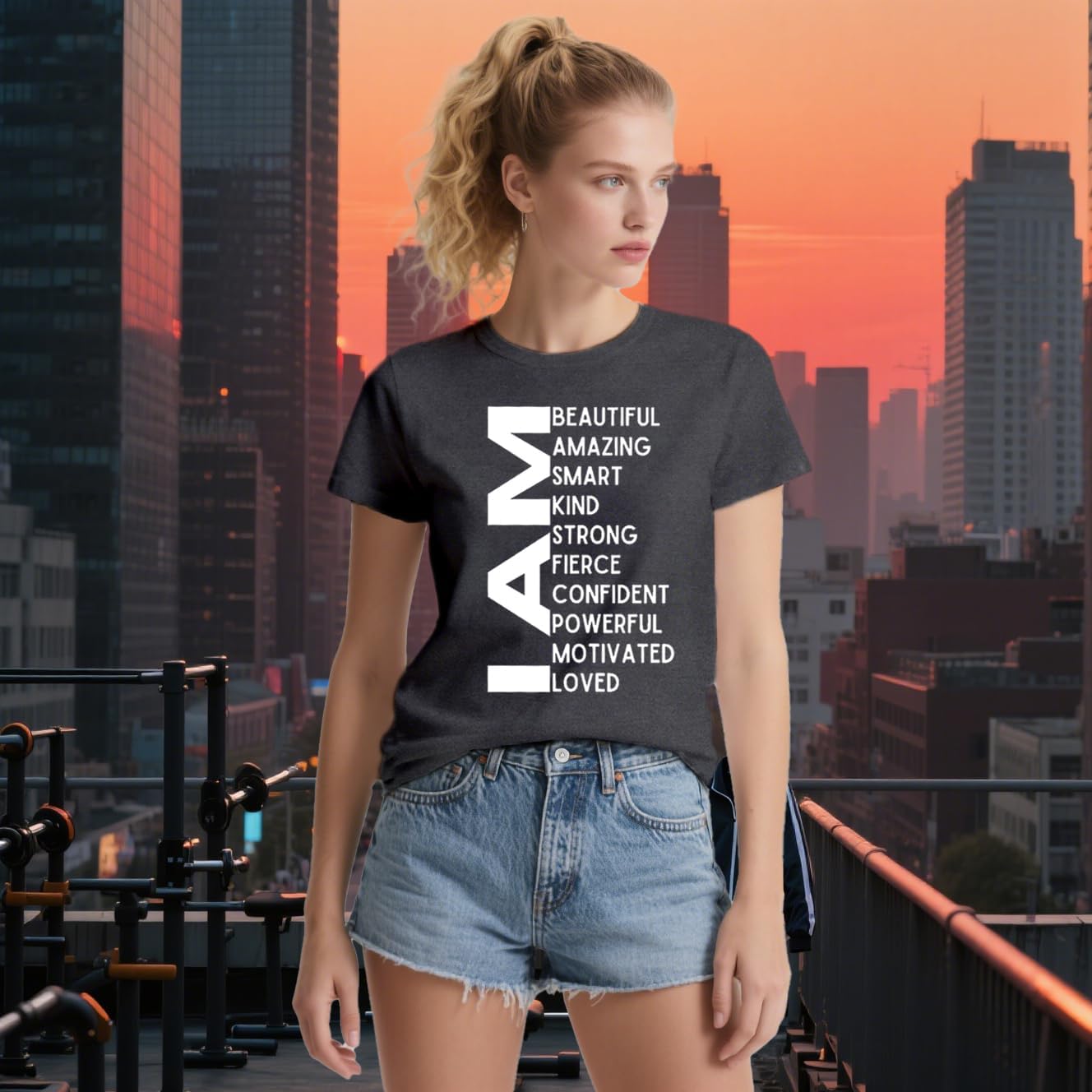 Inspirational Shirts for Women Motivational Tshirt I Am Beautiful Tee Tops - Image 3