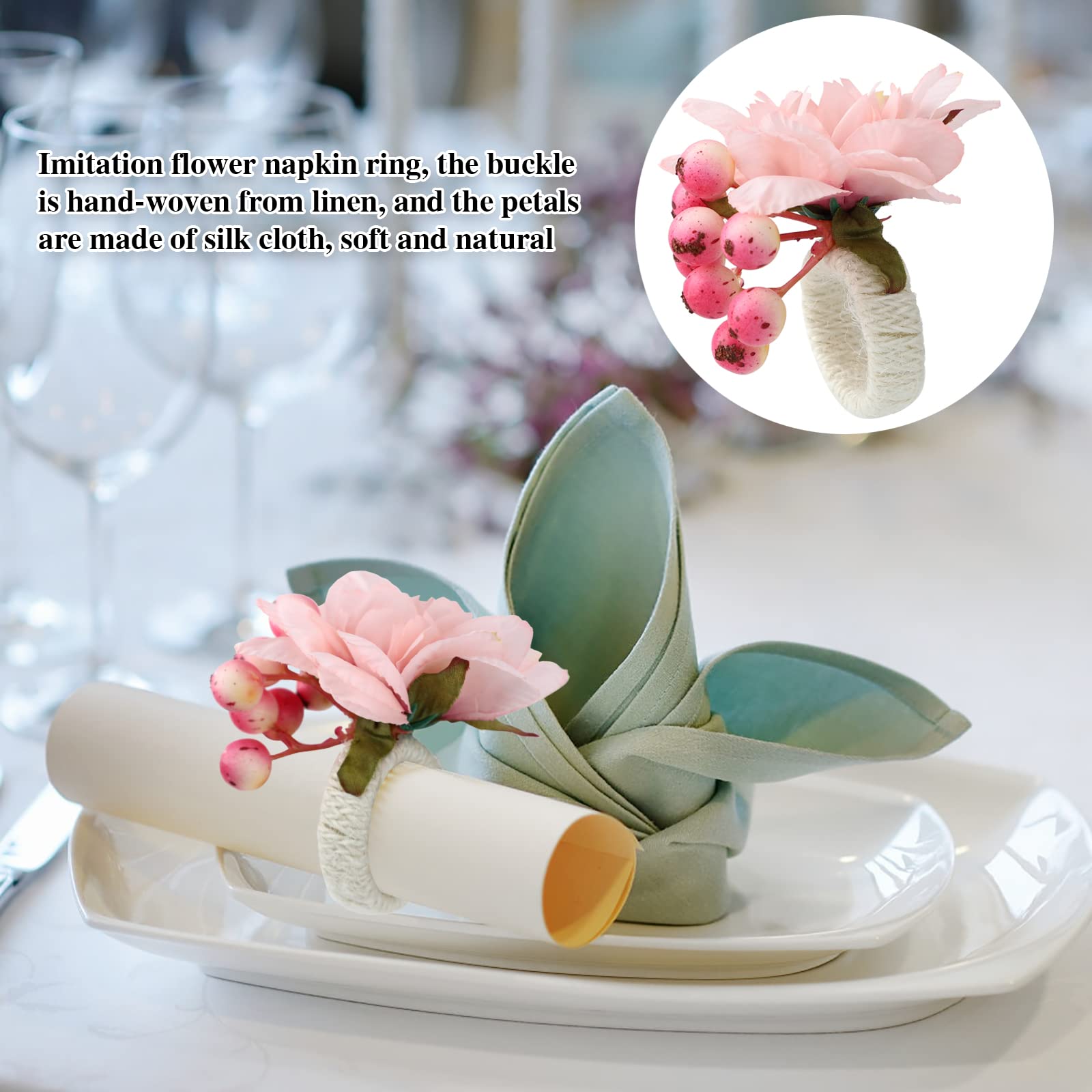 SYSUII 12 pezzi portatovaglioli con rose artificiali | FindTheDeal