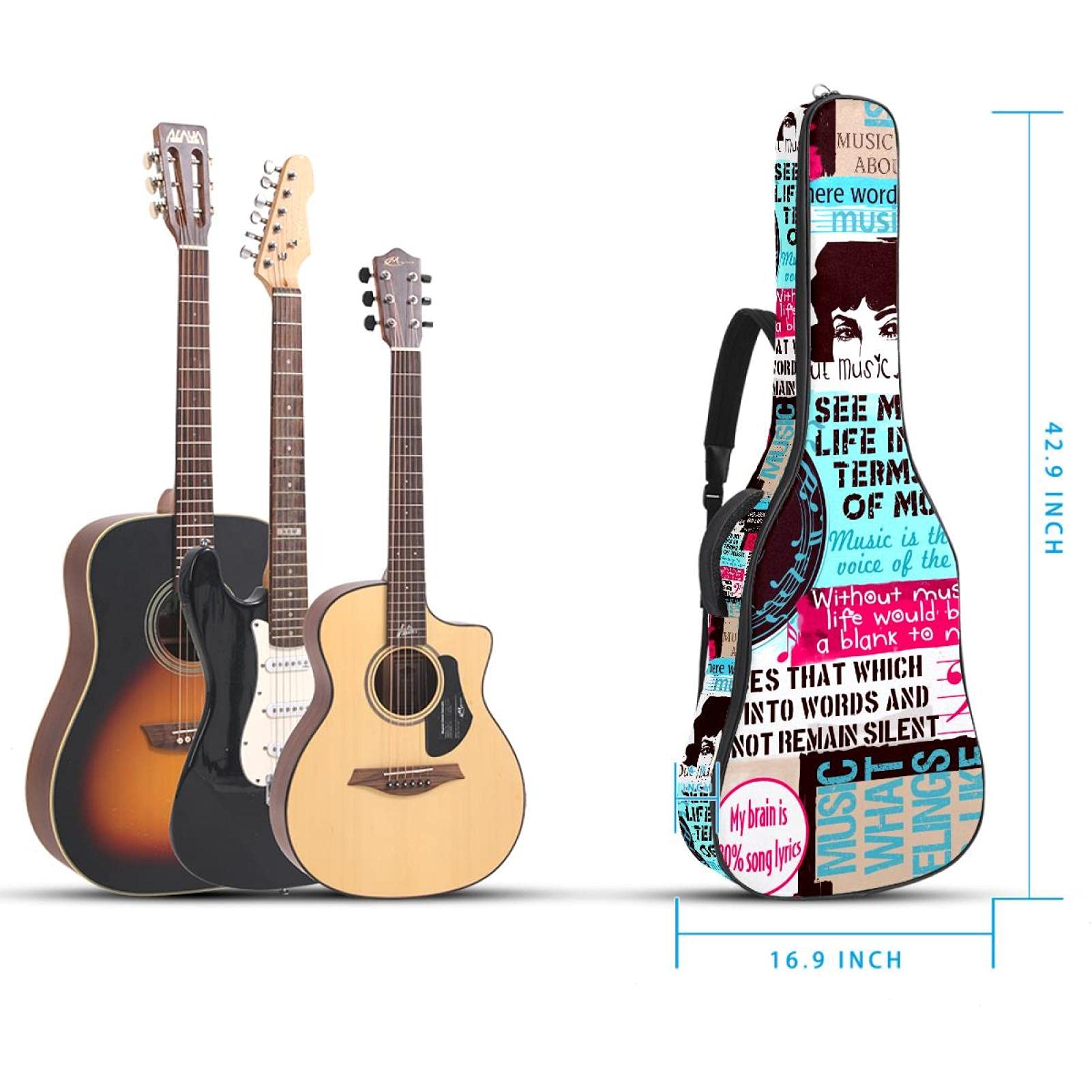 Fabulous Große Einkaufstasche Mit Gitarren-Print – Aus Strapazierfähigem Polycotton, 38x42 Cm, Perfekt Für Shopping & Strand
