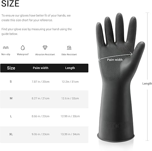 Miniatura 7 de ThxToms 3 pares de guantes de lavado de platos, guantes de limpieza de látex reutilizables para tareas domésticas, cocina, baño, duraderos,