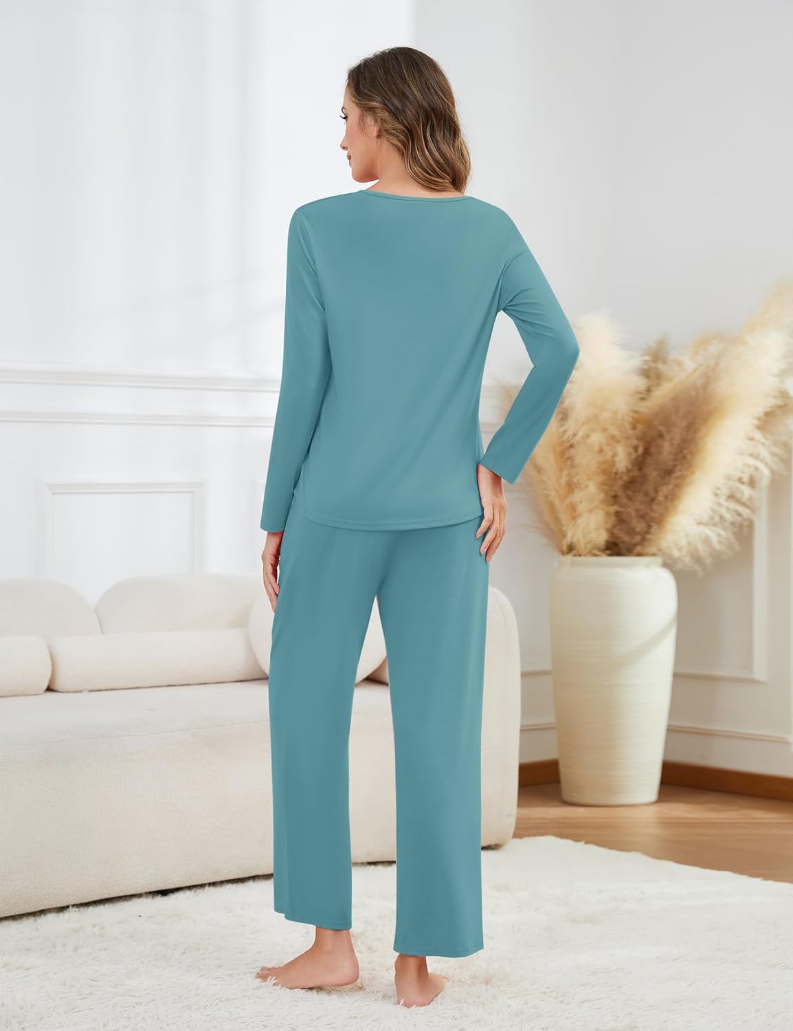 Womens Pajama Sets 2 Piece Loungewear Pj Set with Pockets Comfy Lounge Sets Sleepwear Ladies Sleep Set Long Sleeve - Image 4