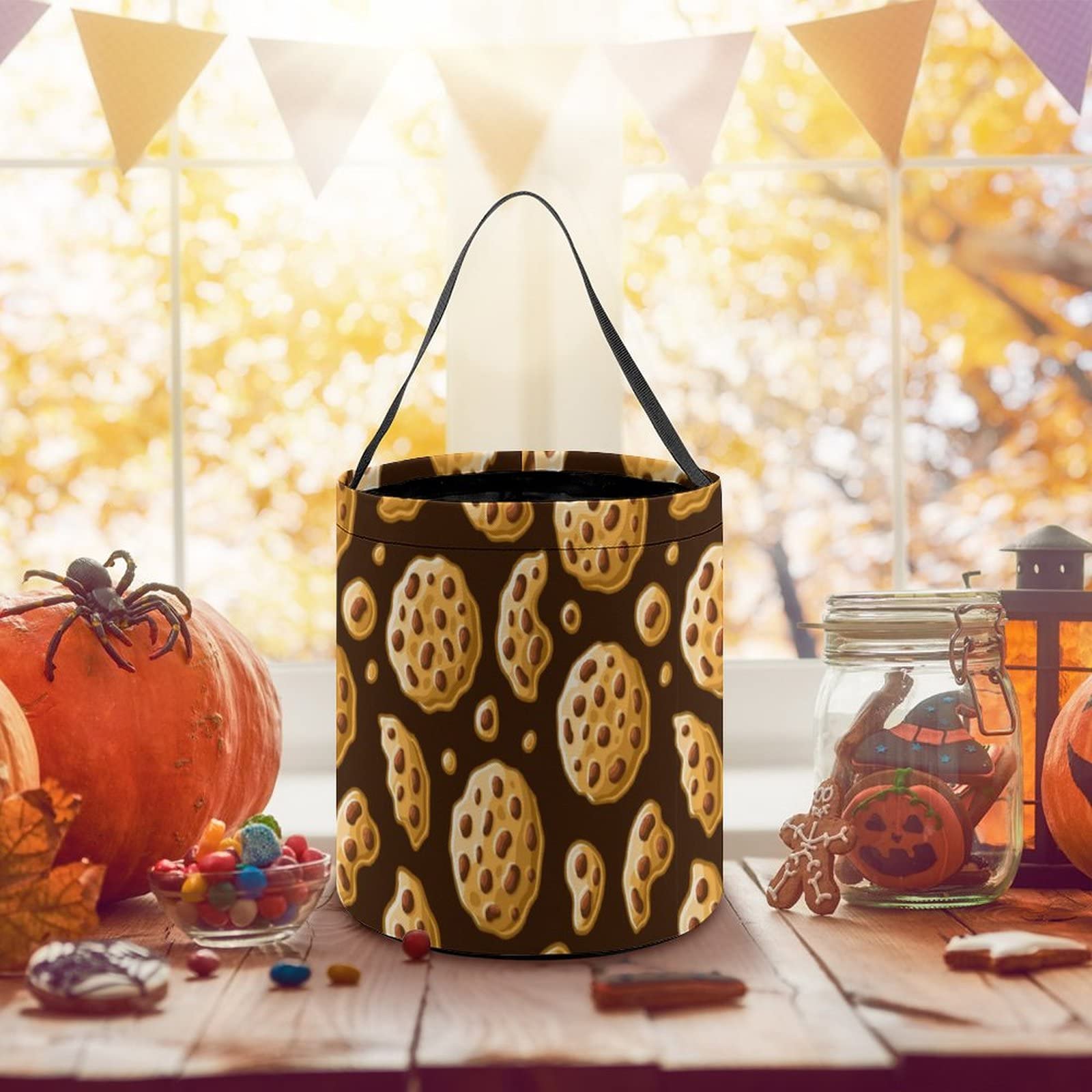 Food of Cookie Pattern Candy Tote Sugar Fruit Basket Gourmet Snack Food Box Trick Or Treat Halloween Bucket para niños adolescentes